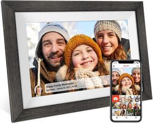 10.1 inch Digital Picture Frame WiFi Smart Digital Photo Frame Wood IPS HD 1280 * 800 1080P Touch Screen Auto-Rotate Easy Setup to use Free Share Photos and Videos Gift for mon Father Women
