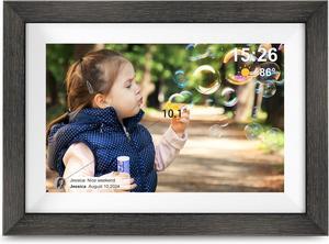 Digital Photo Frame,10.1 Inch WiFi Smart Digital Picture Frame with HD IPS Touch Screen,Auto-Rotate,Send Pictures from Anywhere via  APP(Wood Effect)
