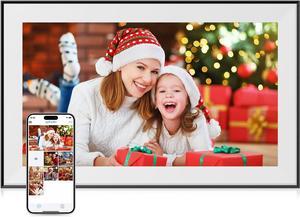 15.6 Inch Large Digital Picture Frame - WiFi Digital Photo Frame with 32GB Storage, FHD 1080P Touch Screen, Auto-Rotate, Share Photos/Videos Instantly via Free App Best Gifts for Mom