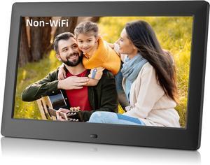 10.1 Inch USB Digital Picture Frame, Non-WiFi SD Card Smart Photo Frames IPS Screen HD Display with Remote Control, Support Video and Music, Slideshow, Wall Mountable, Easy to use for Seniors