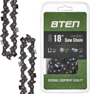 8TEN Chainsaw Chain 18 inch Bar .050 Gauge .325 Pitch 72 Drive Links for Husqvarna Poulan Pro Johnsered
