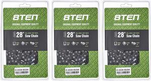 8TEN Full Chisel Skip Tooth Chainsaw Chain 28 Inch .058 3/8 93DL For Husqvarna 262XP Poulan 475 Jonsered 2065 (3 Pack)
