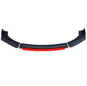Acaigel 4x  Car Front Bumper Lip Spoiler Red Trim Splitter Body Kit Matte Black