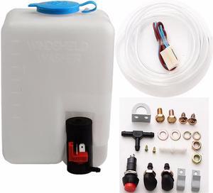 Furulu Auto Car Windshield Washer Bottle w/ Reservoir Pump Clean Tool Hose Jets Set