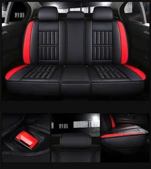 Paiying Car Seat Covers Full Set Red & Black PU Leather Front + Rear 5-Seats Pad Cushion Paiying Car Seat Covers Full Set Red & Black PU Leather Front + Rear 5-Seats Pad Cushion