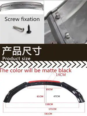 Paiying 4x  Car Front Bumper Lip Spoiler Red Trim Splitter Body Kit Matte Black