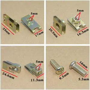 Paiying 100x Mixed U Type Metal Clips Car Body Panel Bumper Fixed Fender Fastener Screw