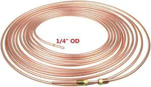 Acaigel 1/4'' Steel Zinc Nickel Copper Brake Line Tubing Kit Oil Tube 25 FT + Fittings