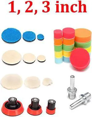 FYUU 29Pcs 1" 2" 3" Inch Polishing Pad Kit Buffing Buffer Wool Sponge Pad + M14 Wheel
