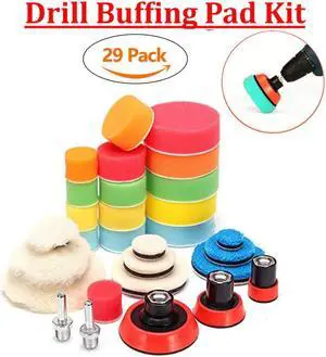 Acaigel 29Pcs 1" 2" 3" Inch Polishing Pad Kit Buffing Buffer Wool Sponge Pad + M14 Wheel