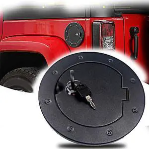 Acaigel Fuel Gas Tank Cap Cover Trim Lock Key for Jeep Wrangler JK JKU Rubicon 2007-2018 Acaigel Fuel Gas Tank Cap Cover Trim Lock Key for Jeep Wrangler JK JKU Rubicon 2007-2018