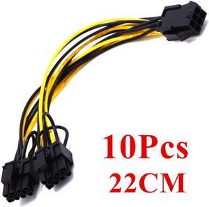 Acaigel 10x PCI Express 6 pin female to Dual 8pin male PCIE GPU Card Power Cable Adapter