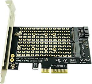 M.2 NGFF to Desktop PCIe x4 x8 x16 NVMe SATA Dual SSD PCI Express Adapter Card