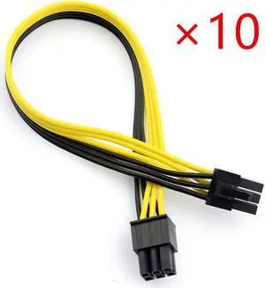 Acaigel 10pcs PCIE PCI Express 6 to 6 Pin Male Graphics Video Card Power Cable Connector