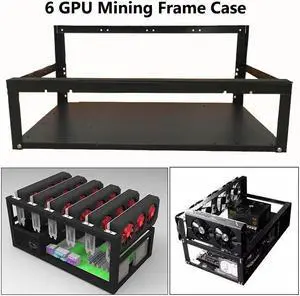 Black GPU Open Air Mining Rig Frame Case Computer Crypto Coin For ETH Ethereum