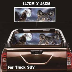 Furulu Car Rear Window Wolf & Moon Graphics Decal Sticker for Truck Pickup SUV 147x46CM