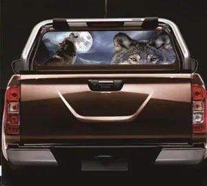 Paiying Wolf & Moon Rear Window Perforated Graphic Sticker For Truck Suv 147X46Cm