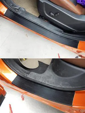 Yassdwbn 2M Flexible Rubber Car Side Skirt Anti-Collision Scratch-Resistant Protective Strip Rocker Splitters Diffuser Winglet Wings Bumper Decorative Strip Scuff Plate Door Sill Strip