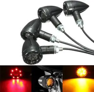 Acaigel 4Pcs 12V  Bullet Shape Motorcycle LED Turn Signal Light Brake Lamp USA