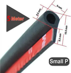 5M Black Rubber Car Door Edge Soundproofing Anti-Dust Waterproof Sealing Strips