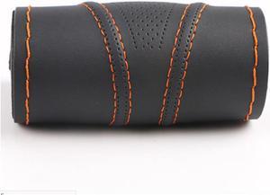 Acaigel Black+Orange Anti-Slip Leather 38cm Car Steering Wheel Cover Protector