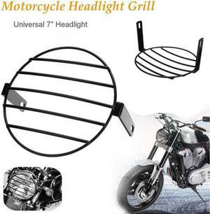 Acaigel 7 Inch Motorcycle Bike Retro Headlight Mesh Grill Cover Protector Guard Black Metal