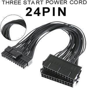 24 Pin Dual Power Supply Adapter Cable For PC ATX Motherboard Add On Second Power Supply BTC ETH Ethereum