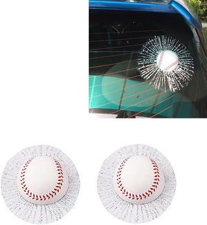 Car Window Body Windshield 3D Simulation Baseball Ball Hit Crack Decal Sticker