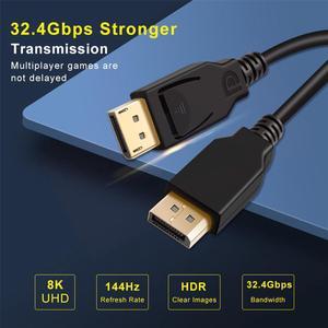 Acaigel 2m DP to DP Monitor Cable 1.4 8K 30Hz 4K 144Hz 32.4Gbps For PC Laptop TV Monitor
