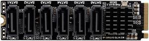 6x SATA3.0 M.2 M-key NVME Connector 6 Ports Adapter Expansion Card ASM1166 6Gbps
