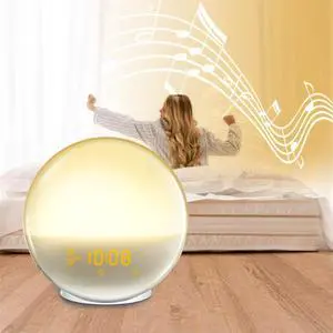 Sunrise Alarm Clock Wake Up Light For Kids, Alarm Clocks For Bedrooms, Light Alarm Clock For Heavy Sleepers Adults, Loud Alarm Clock& 7 Sounds, FM Radio, Sleep Aid