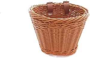 Acaigel Retro Bike Basket Wicker Woven Bicycle Front Basket Handlebar Storage Basket with Strap