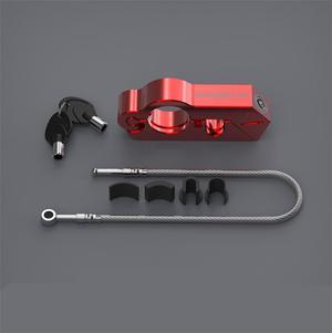 Acaigel 2 In 1 Functions Red CNC Aluminium Alloy Motorcycle Handlebar Lock + Helmet Lock