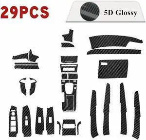 Yassdwbn 29Pcs Glossy Carbon Fiber Style Car Interior Stickers For Honda Accord 2008-2012