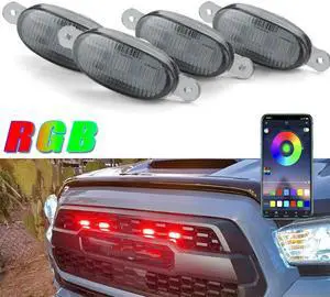 Acaigel 4x APP RGB Raptor Style LED Lamp Front Grill Light Kit For Tacoma Tundra F150