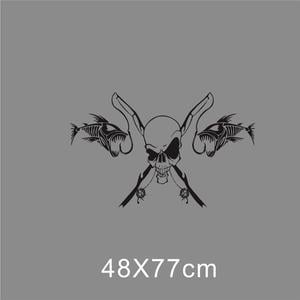 Car Hood Sticker Waterproof Vinyl Decal Fishing Skull Skeleton Fish Rod Hook Pattern