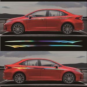 Acaigel 2Pcs Long Stripe Laser Reflective Car Body Side Vinyl Decals Sticker Sport Style