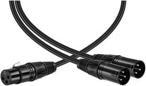 FYUU 3-Pin XLR Female to Dual 2 Male Y Splitter Cable Adaptor 0.5m Length