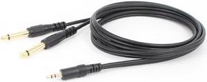 Acaigel Dual 1/4" 6.35mm Male Mono Jack to stereo 1/8" 3.5mm Jack Male Aux Audio Stereo Cable