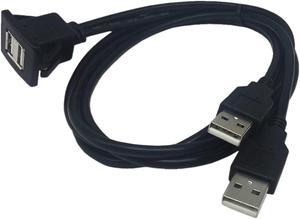 FYUU 1 Meter USB 2.0 Dual Male To Female Car Dashboard Extension Cable