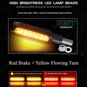 Acaigel 2Pcs Red Yellow Mini Motorcycle Dynamic Flowing Turn Signals Light M8 16LED 12V Stop Brake Indicator