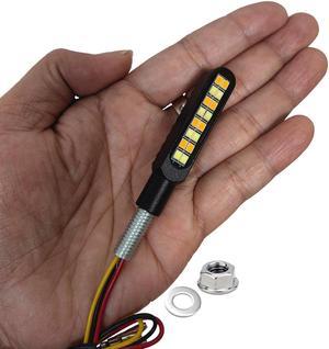 FYUU 2PC White Yellow Mini Motorcycle Dynamic Flowing Turn Signals Light M8 16LED 12V DRL Indicator