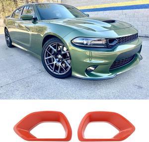 FYUU 1 Pair Red Upper Grille Bezels For 15-21 Dodge Charger SRT/Scat Daytona