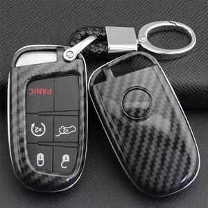 Acaigel Carbon Fiber Car Key Case Cover Holder For Jeep Dodge Chrysler