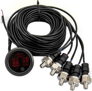 52mm 5-in-1 Display Air Pressure Gauge PSI with 5pcs 1/8NPT Electronic Sensors