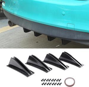 FYUU 4Pcs ABS Car Rear Bumper Lip Diffuser Spoiler - Carbon Fiber Look