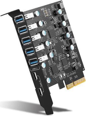 Acaigel USB 3.2 PCIe Card PCIe X1 USB 3.2 Expansion Card 5 USB-A and 2 USB-C Ports MAX 10Gbps for Desktop Computer