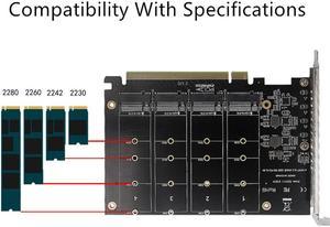 PCIEX16 NVME M2 MKEY SSD RAID Array Expansion Adapter Card Motherboard PCIE Split Card