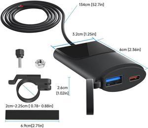 Acaigel Motorcycle Intelligent Charger 30W USB-C and 18W USB-A Dual Ports 12V-24V