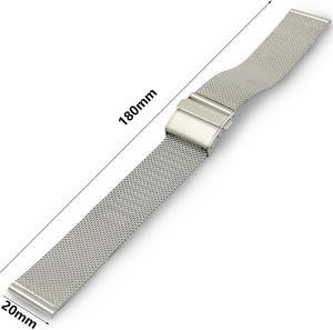 20mm Watch Straps Silver Stainless Steel Mesh Watch Band Quick Release Mesh